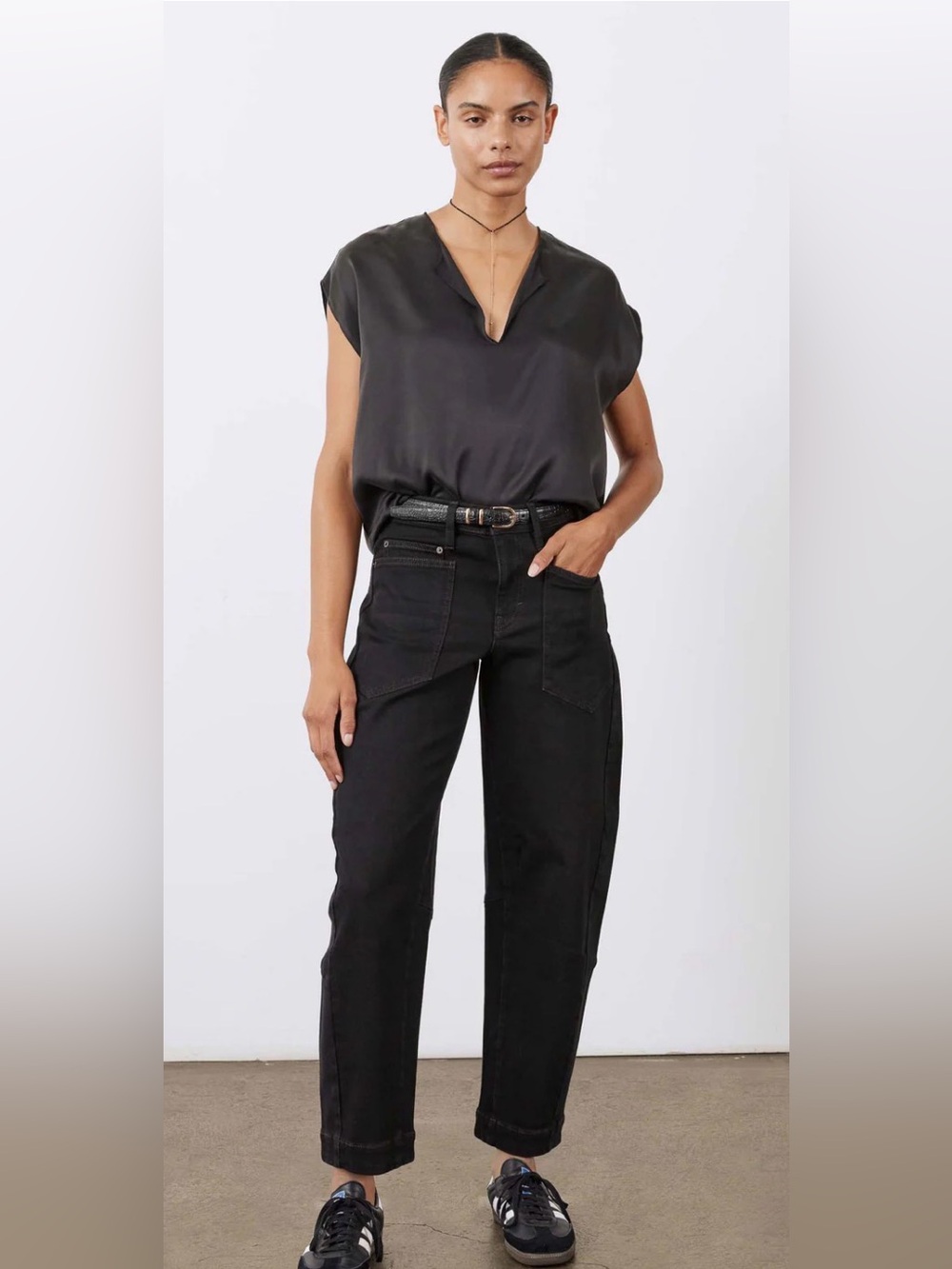 Ruti The Slouchy Jeans 2.0 Dusted Black Barrel Leg Jeans Sz 0P